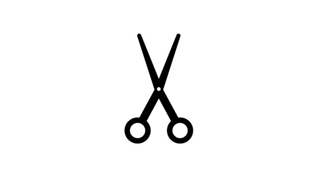 black and white scissors cutting 4k animation