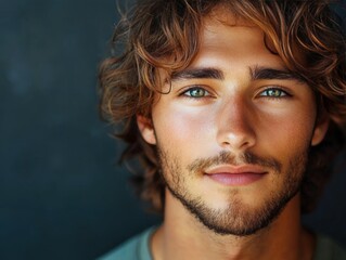 Fototapeta premium Portrait of Handsome Young Man with Charming Smile