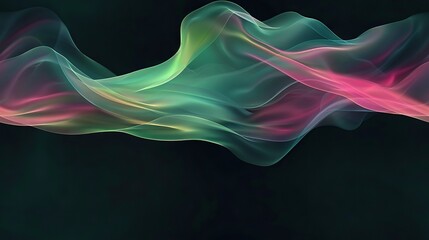 Fototapeta premium A blurry image of a wave of pink and green smoke on a black background