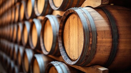 Rustic Wooden Barrels in a Winery Setting