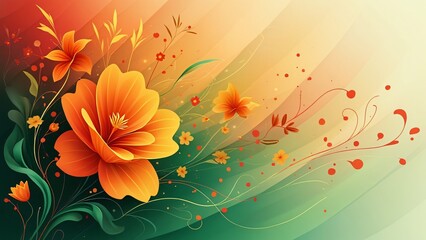Fototapeta premium Vibrant Orange Flowers Abstract Art Background