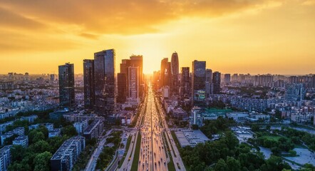 Fototapeta premium Cityscape at Sunset.