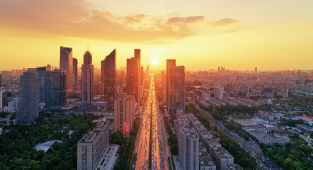 Fototapeta premium Cityscape at Sunset.