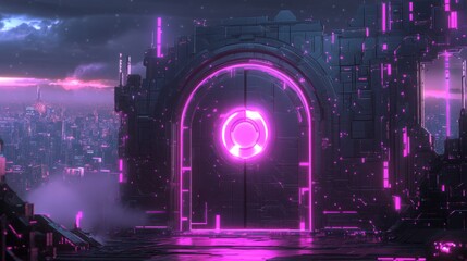 Futuristic Portal with Soft Light and Dynamic Composition