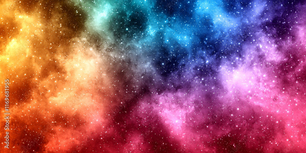 Wall mural colorful cosmic nebula background with stars