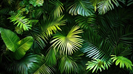 Lush Green Tropical Leaves Abstract Background for Nature Themes