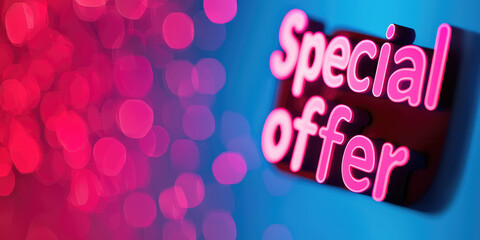 Special offer text banner template. Creative 3d background wallpaper for web page, promotion backdrop, copy space