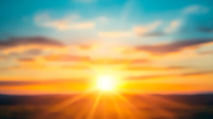 Obraz premium Blurred sunset bokeh background with teal and orange tones. Sunflare. Illustration