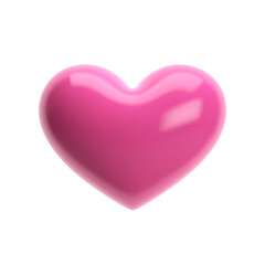 3D pink glossy heart icon with smooth surface. Isolated vector for Valentine's Day, love, romance, wedding, and holiday decor. Ideal for cards, banners, posters, and social media design