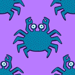 Ocean animals seamless crabs pattern for wrapping paper and fabrics and linens