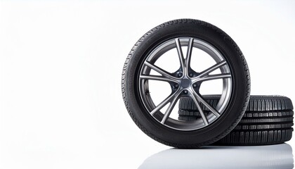 Obraz premium Alloy Wheels: A close-up view of a set of sleek, modern alloy wheels, showcasing their intricate design and polished finish. These wheels are a statement of style and performance.