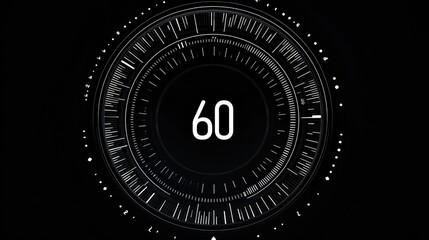 Fototapeta premium Seamless Circle Countdown Timer Animation from 60 to 0 Seconds on Transparent Background