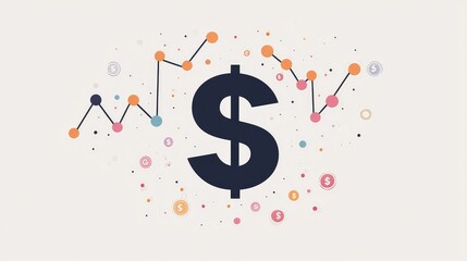 Modern Financial Concept with Dollar Symbol and Data Visualization Elements