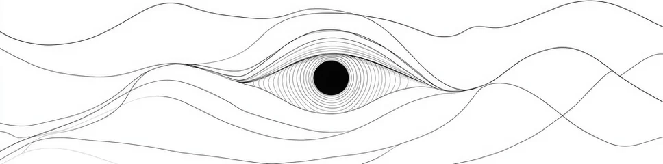 Acrylglasbilder Eine Linie Human eye sign illustrated with uninterrupted lines. Line art showcasing a human eye icon. Modern visual art. Featured on an abstract background.  © Angelina