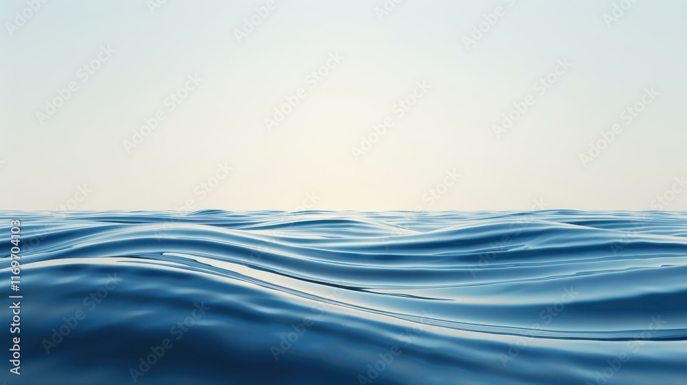 Wall mural a serene ocean scene with soft waves under a bright sky, perfect for a fresh and minimalistic backgr