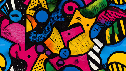 Obraz premium Colorful Abstract Pop Art Pattern with Bold Shapes and Textures
