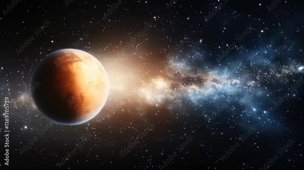 Aufkleber exploring the cosmic wonders of a dreamlike mars and infinite galaxy