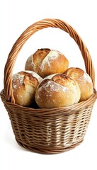 Wicker Basket Freshly Baked Bread Rolls