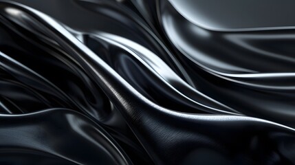 Fototapeta premium Black silk fabric with a smooth, flowing texture for luxury and elegance themes.