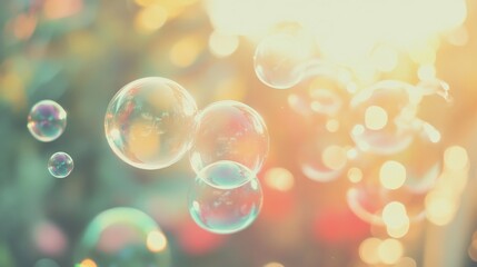 Dreamy Bubbles with a Soft Focus in a Shimmering Light Background Perfect for Creating a Whimsical and Playful Atmosphere Ideal for Various Creative Projects