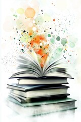 Imagination Unleashed: Abstract Art with Open Books and Vibrant Colors