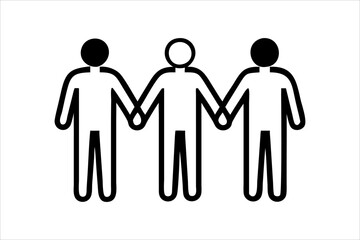 Silhouettes of people holding hands in unity.