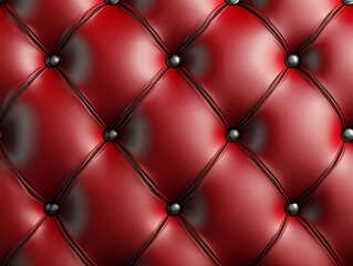 Naklejka premium Textured red leather upholstery featuring tufted design and decorative buttons in a vintage style