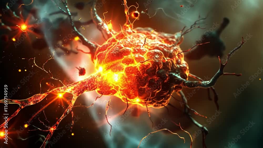 Aufkleber this visual representation illustrates the dynamic structure of a stem cell, showcasing its glowing 