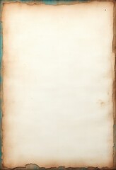 Obraz premium Ein schlichtes, gealtertes Papier mit verbrannten Rändern und türkisfarbenen Akzenten, das eine klassische und nostalgische Atmosphäre vermittelt. Generative KI.