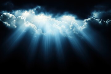 Obraz premium Heavenly rays breaking through dark clouds. divine inspiration