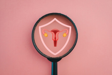 Women's Health, Female Reproductive System,PCOS,gynecologic concept.,Guard with uterus under...