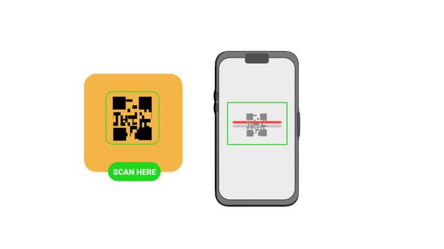 scan qr code icon animated, payment with smartphone. Motion graphics. 