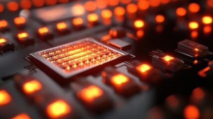 A macro image of a surface mounted device SMD assembly with AR lights indicating correct placement ensuring high precision in a fastpaced environment.