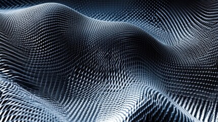 Fototapeta premium Abstract dark blue wavy grid pattern texture background.