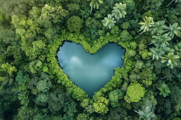 Lac en forme de cœur dans la jungle