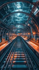 Futuristic Subway Tunnel with Dramatic Lighting and Urban Atmosphere