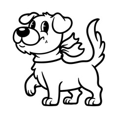 fun dog with cloth on the neck cartoon isolated drawing line art style sketch classic vintage design illustration