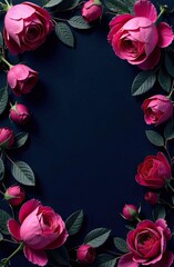 Elegant arrangement of pink roses on a dark background for celebration decor