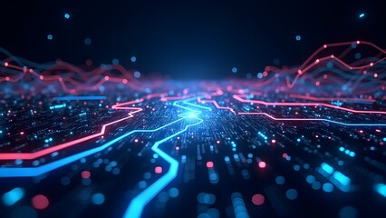 A dynamic visualization of data streams flowing through a digital interface