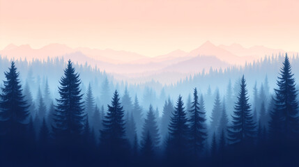 Obraz premium winter forest in the fog