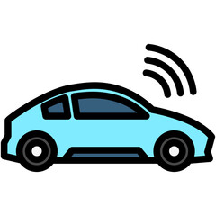 Autonomous Car lineal flat color icon, use for UI, UX, app and web development, digital or print. for digital industry, education, technology.