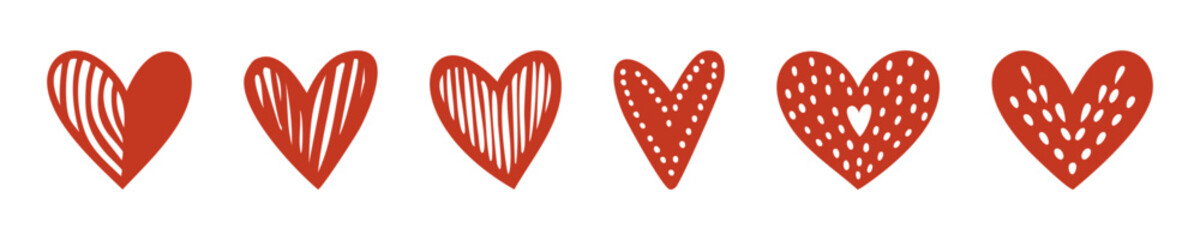 Red love hearts vector set