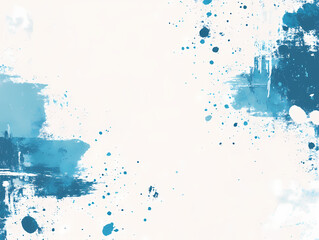 Obraz premium Abstract blue watercolor painting with splatters and brushstrokes on a white background. A dynamic and expressive artwork.