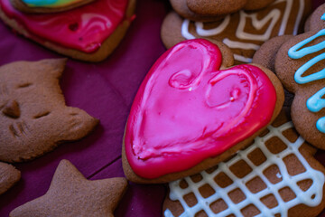 Festive gingerbread cookies decorated for Christmas celebration in December