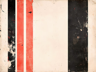 Abstract grunge background with vertical stripes in black, red, and off-white.  A vintage, textured design.