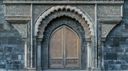 Obraz premium Intricate Architectural Detail of an Historic Doorway with Relief