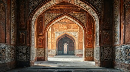 Fototapeta premium Intricate Arches and Patterns in Historic Architecture of India