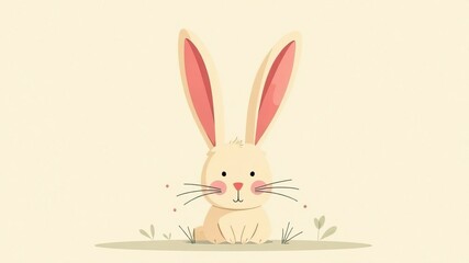 Obraz premium Adorable easter bunny with fluffy ears in a pastel nature setting for festive celebration of spring and renewal concept