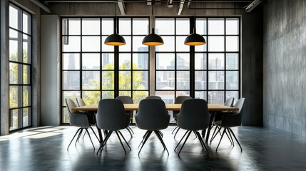 A modern conference room featuring a large screen with an active video call, where a diverse team is engaged in a project discussion.