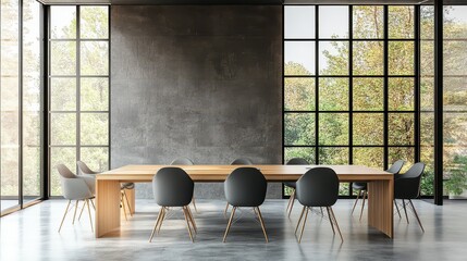 A modern conference room featuring a large screen with an active video call, where a diverse team is engaged in a project discussion.